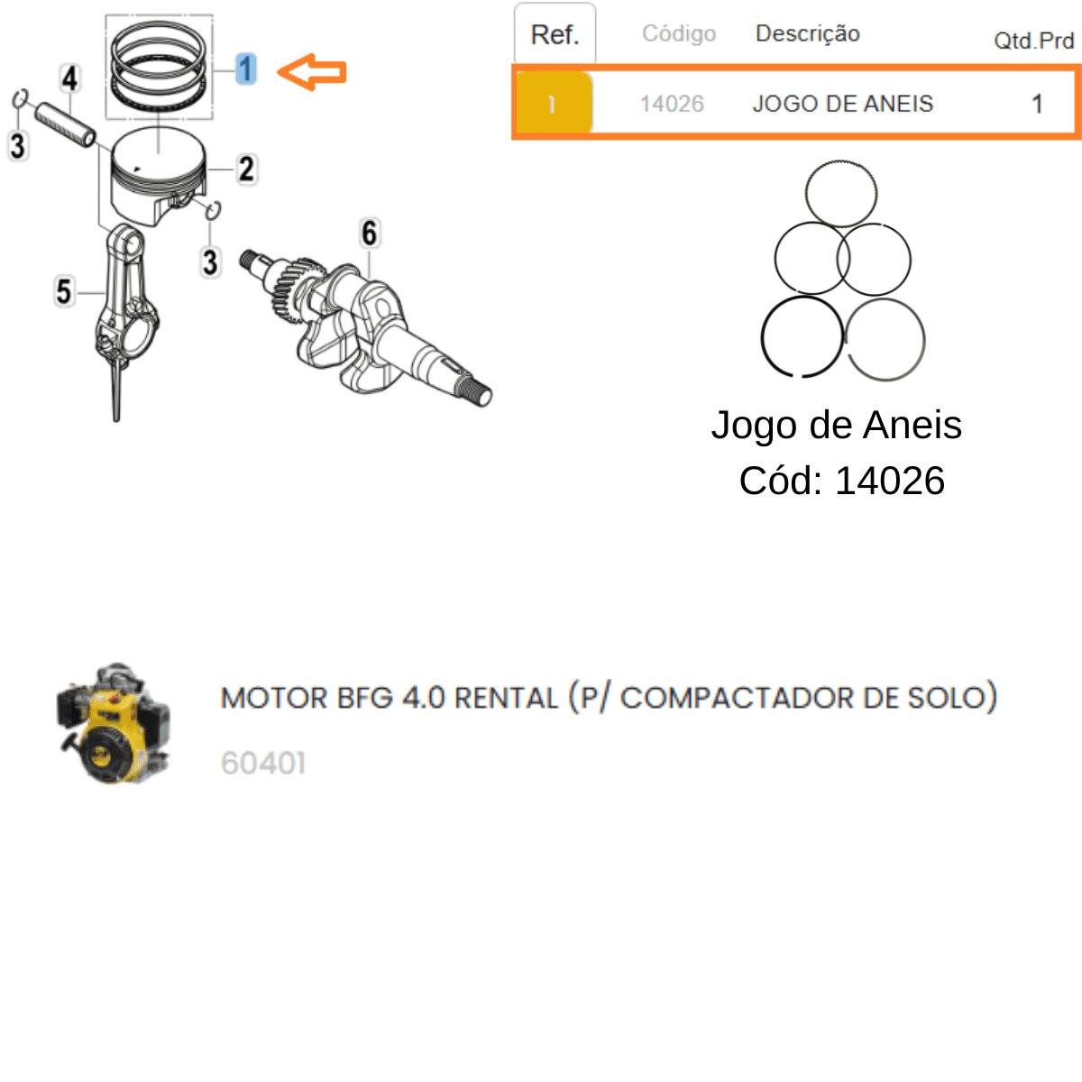 Jogo De Aneis  Para Motor BFG 4.0hp Rental Buffalo 14026 Cor:Única;Tamanho:Único