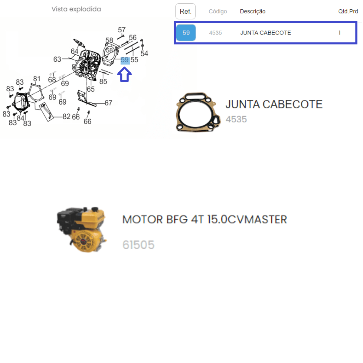 Junta Cabeçote para Motor BFG 4T 15.0cv Master Buffalo Cor:Única;Tamanho:Único