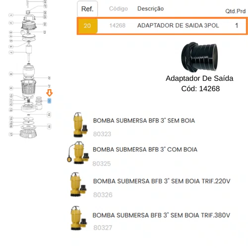 Adaptador de Saída para Bomba Submersa BFB 3" Buffalo