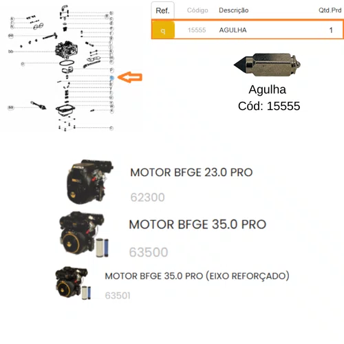 Agulha para Motor Gasolina BFGE 23.0hp Pro Buffalo