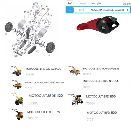Alavanca da Aceleração Motocultivador BFG/BFD(E) Buffalo