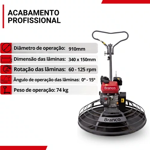 Alisadora de Concreto BA-900 Branco Original