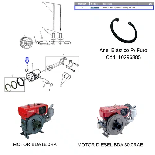 Anel Elástico para Motores á Diesel 18.0hp Branco Original