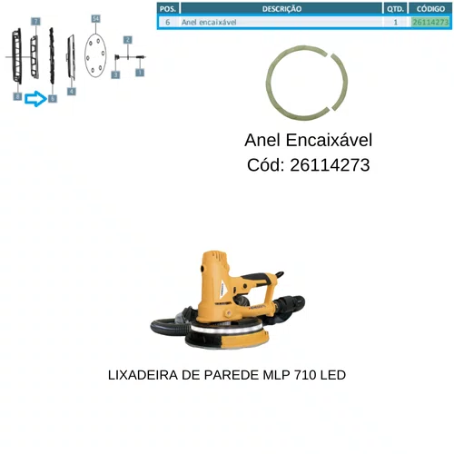 Anel Encaixável da Lixadeira de Parede MLP 710 LED 26114273