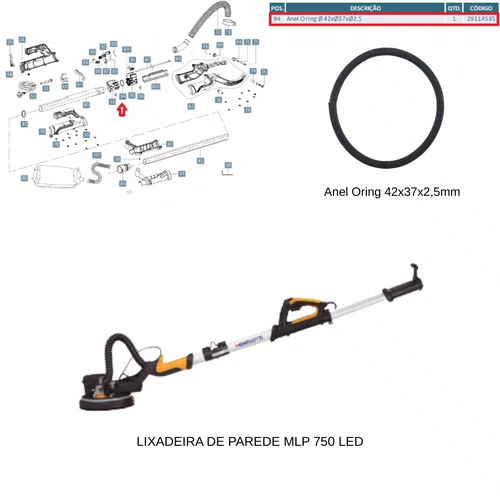 Anel O-ring 42x37x2,5mm  para Lixadeira MLP 750Led Menegotti
