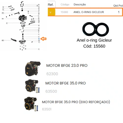 Anel O-Ring Gicleur para Motor BFGE 23.0hp Pro Buffalo