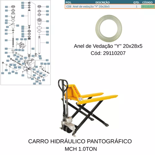 Anel Vedação Y 20x28x5 para Hidráulico Menegotti Original