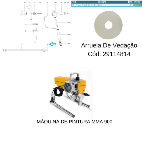 Arruela de Vedação para Maquina de Pintura MMA 900 Menegotti