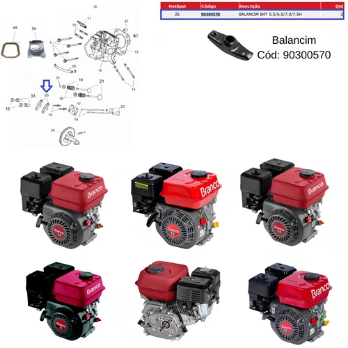Balancim do Motor B4T 5.5/6.5/6.0/7.0/7.5hp Branco Original