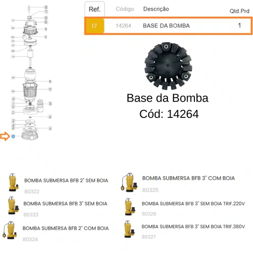 Base da Bomba para Bomba Submersa BFB 2/3 Pelegadas Buffalo