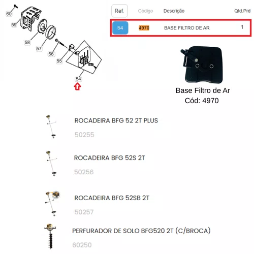 Base Filtro de Ar para Roçadeira 52S/52SB Buffalo Original