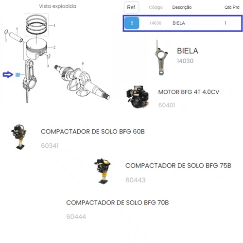 Biela Para Motor BFG 4.0hp Buffalo Original 14030