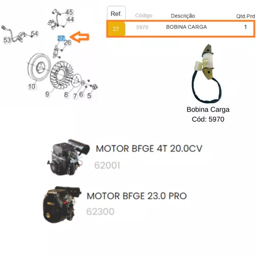 Bobina de Carga para Motor BFGE 20.0hp - Buffalo
