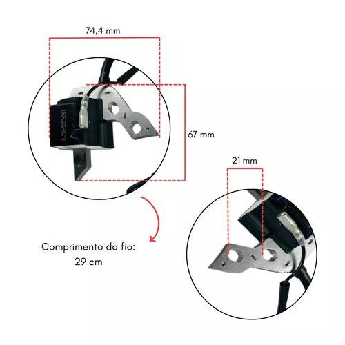 Bobina Vela de Ignição da Motobomba B4T 2.8/3.0hp Branco