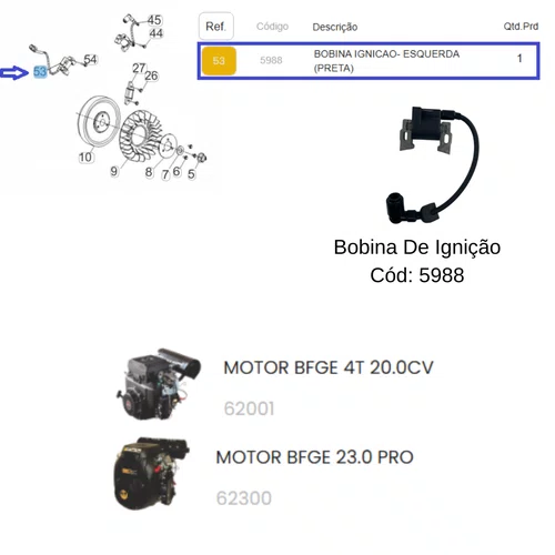 Bobina de Ignição para Motor BFGE 20.0hp Buffalo Original