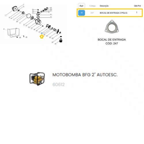 Bocal de Entrada Motobomba 2 Polegadas Gasolina Buffalo 247