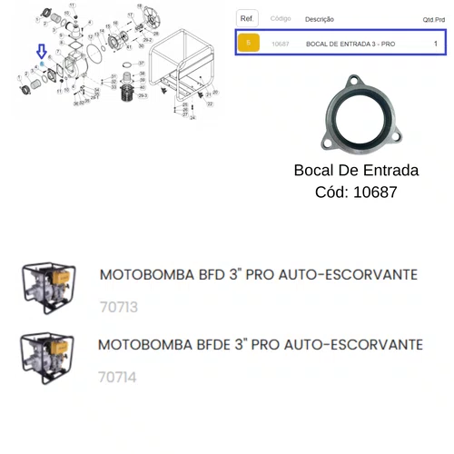 Bocal Entrada para Motobomba 3" Polegadas Buffalo Original