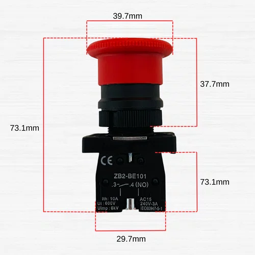 Botão de Emergência Vermelho TEC100 para Guincho e Talha