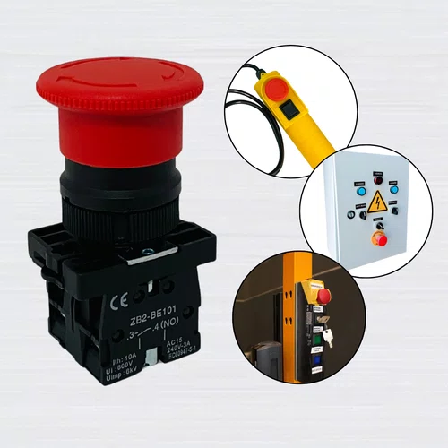 Botão de Emergência Vermelho TEC100 para Guincho e Talha