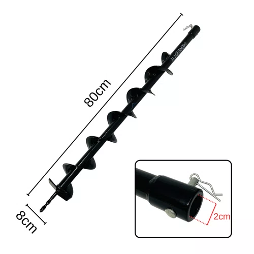 Broca 8x80cm para Perfuradores de solo Encaixe 2cm Menegotti