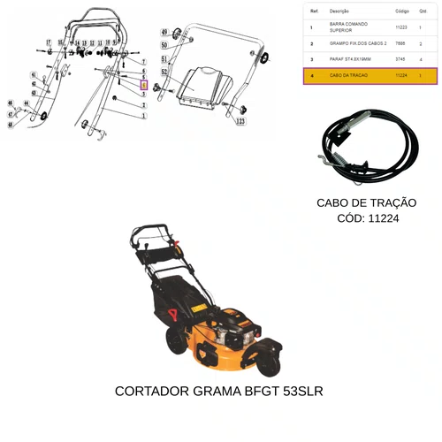 Cabo de Acionamento Tração para Cortador de Grama BFGT53SLR