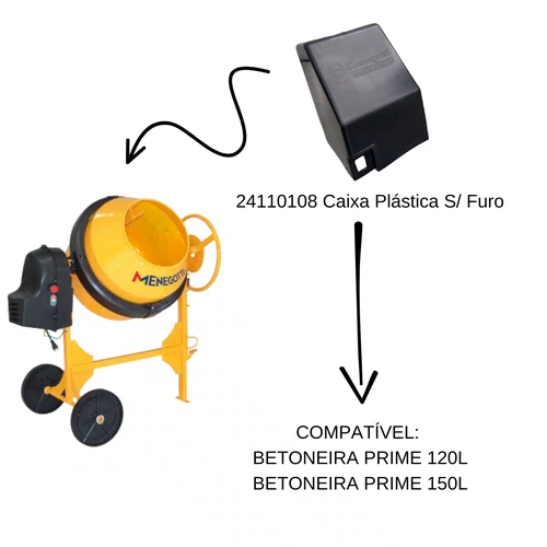 Caixa Plastica sem Furo Betoneiras Prime 120/150L Menegotti