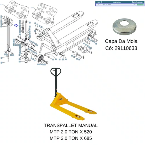 Capa da Mola para Transpaleet 2000Kg Menegotti Original