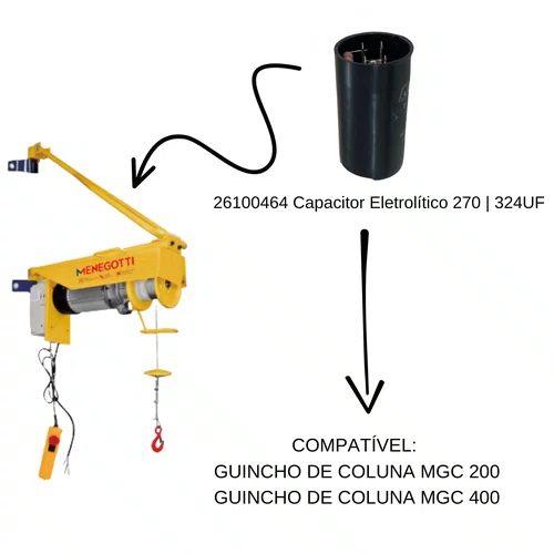 Capacitor Eletrolítico para Guincho MGC 200/400Kg Menegotti