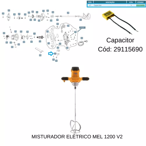 Capacitor para Misturador Elétrico 1200 V2 Menegotti