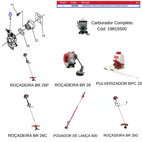 Carburador Completo Roçadeira BR 26 Multi Branco Original