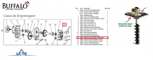 Carcaça da Caixa Engrenagem Inferior 52cc Buffalo Original