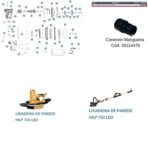 Conector Mangueira para Lixadeira de Parede MLP Menegotti