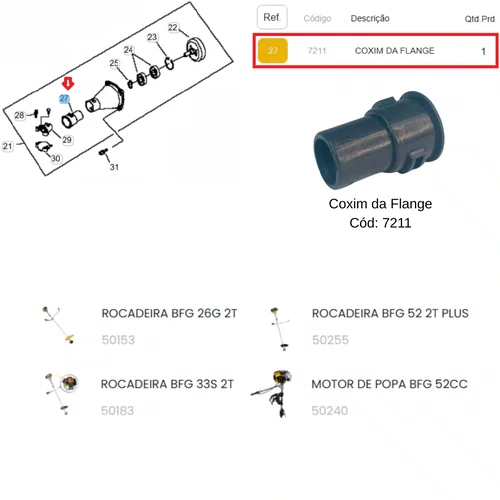 Coxim Flange para Roçadeira BFG 33S/43S/52S Buffalo Original