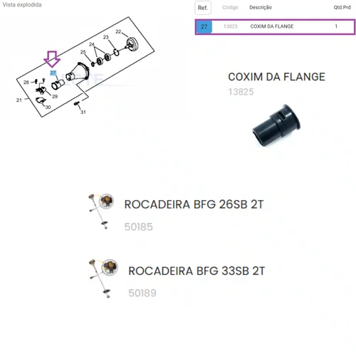 Coxim da Flange para Roçadeiras BFG 2T 26/33SB Buffalo