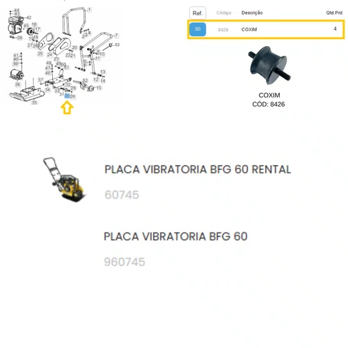 Coxim da Placa Vibratória BFG 60 Rental Buffalo Original