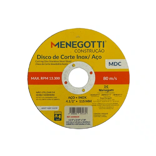 Disco de Corte Inox/Aço 4.1/2" para Esmerilhadeiras Eletricas