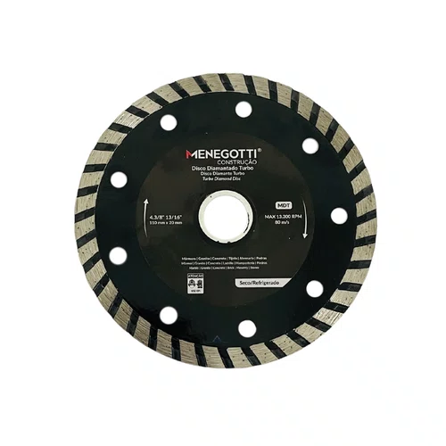 Disco Diamantado Turbo 110x20mm para Cortes Marmores/Pedras