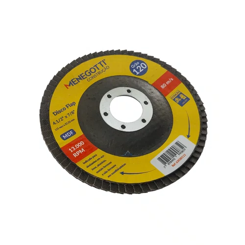 Disco Flap 4.1/2" Grão 120 Menegotti para Aços e Metais