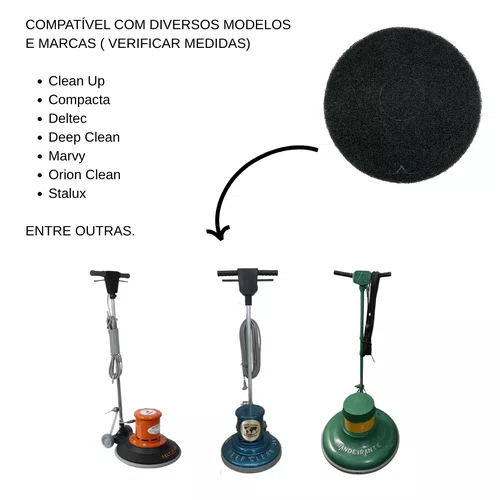 Disco para Enceradeira Preto 410mm para Limpeza Pesada