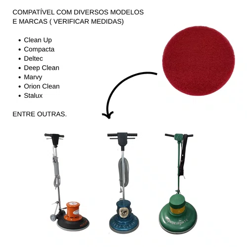 Disco para Enceradeira Vermelho 350mm Limpeza Leve