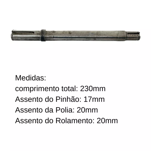 Eixo do Pinhão para Betoneira 400L Prime Menegotti Original