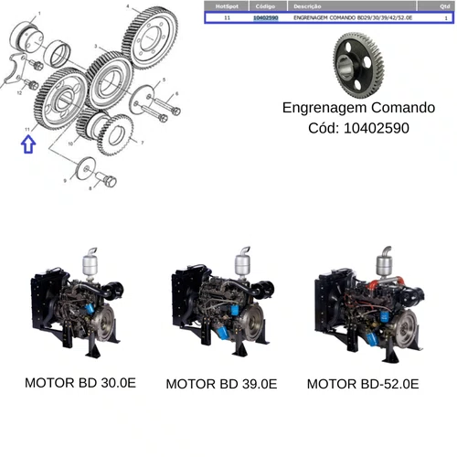 Engrenagem Comando para Motor á Diesel 30.0hp Branco Original