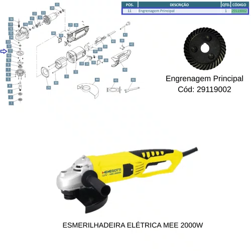 Engrenagem Principal Para Esmirilhadeira Menegotti 29119002