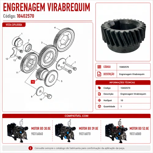 Engrenagem Virabrequim Motor Diesel BD 30.0 Branco 10402570