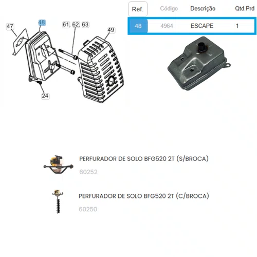Escapamento do Perfurador de Solo BFG 520DSB Buffalo