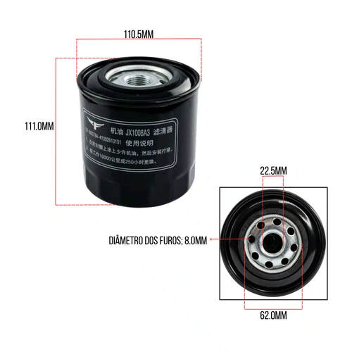 Filtro de Óleo 14002295 Para Gerador Big BD 44.000 E3 Branco
