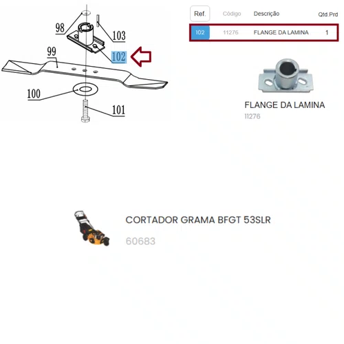 Flange da Lamina P/Cortador BFGT53 SLR 3 Rodas Buffalo 11276