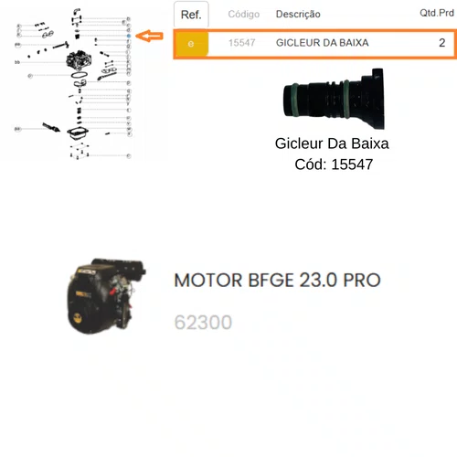 Gicleur da Baixa para Motor BFGE 23.0hp Pro Buffalo Original