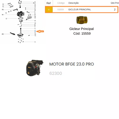 Gicleur Principal para Motor BFGE23.0hp Pro Buffalo Original