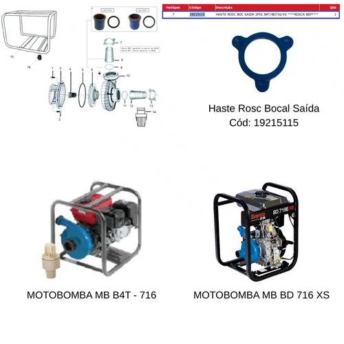 Haste Bocal De Saída P/ Motobomba B4T 716 Branco 19215115